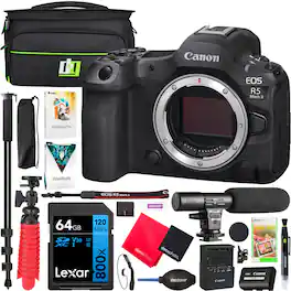 Canon - EOS R5 Mark II Full Frame Mirrorless Camera Body + Microphone Monopod Kit Bundle