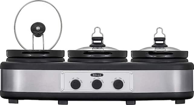 Bella - 3 x 2.5-Quart Triple Slow Cooker - Black - Angle Zoom