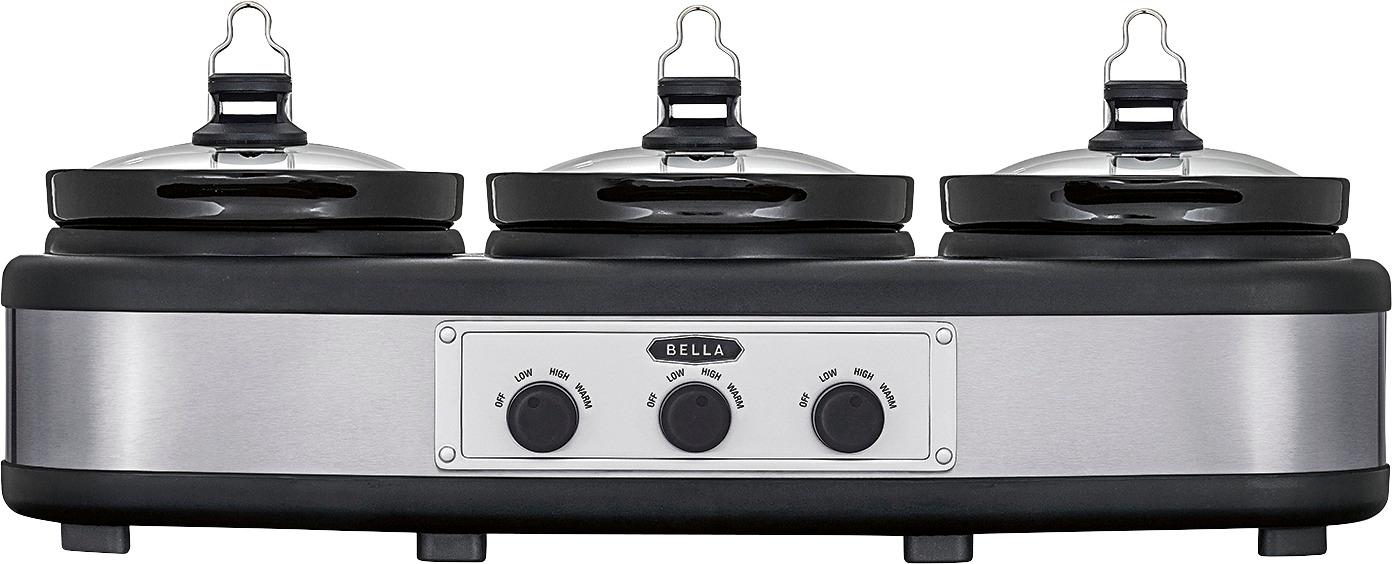 Best Buy: Bella 3 x 2.5-Quart Triple Slow Cooker Stainless Steel/Black  BLA14484