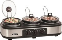 Bella - 3 x 1.5-Quart Triple Slow Cooker - Stainless Steel/Black - Front_Zoom