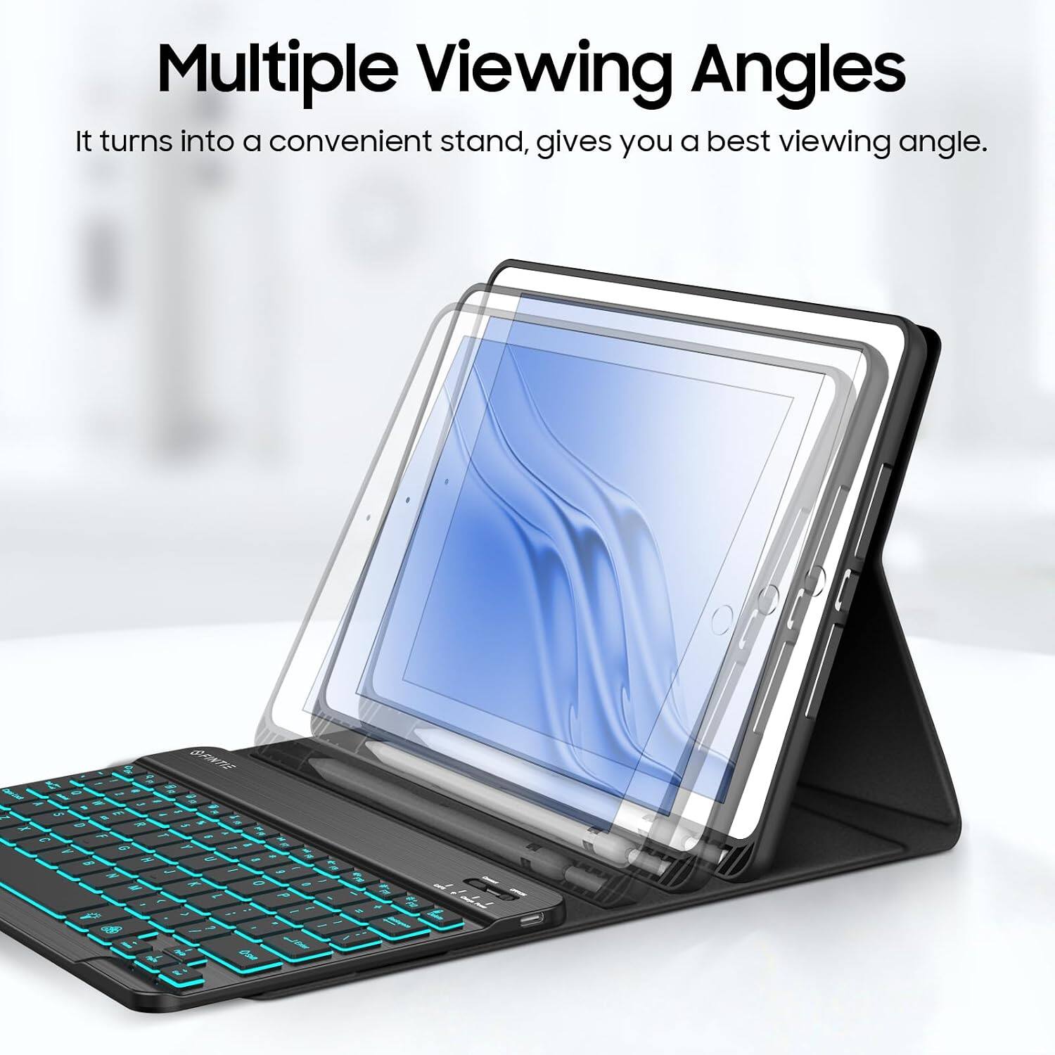 Multiple Viewing Angles  
It turns into a convenient stand, gives you a best viewing angle.