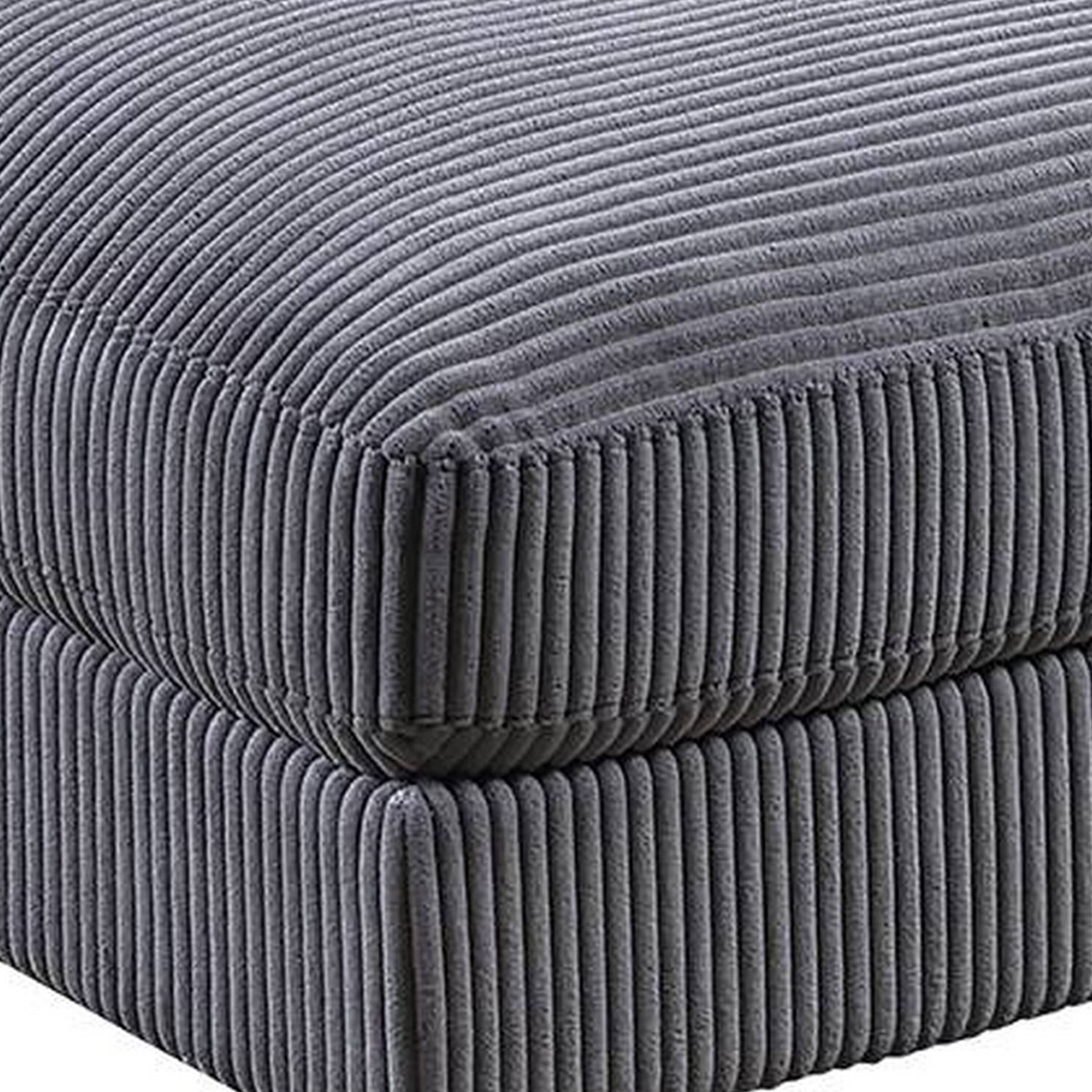 Alt View 2. Manhattan Lane - Joana Cocktail Ottoman, Dark Gray Wide Welt Corduroy Fabric, 37 Inch - Gray, Black.
