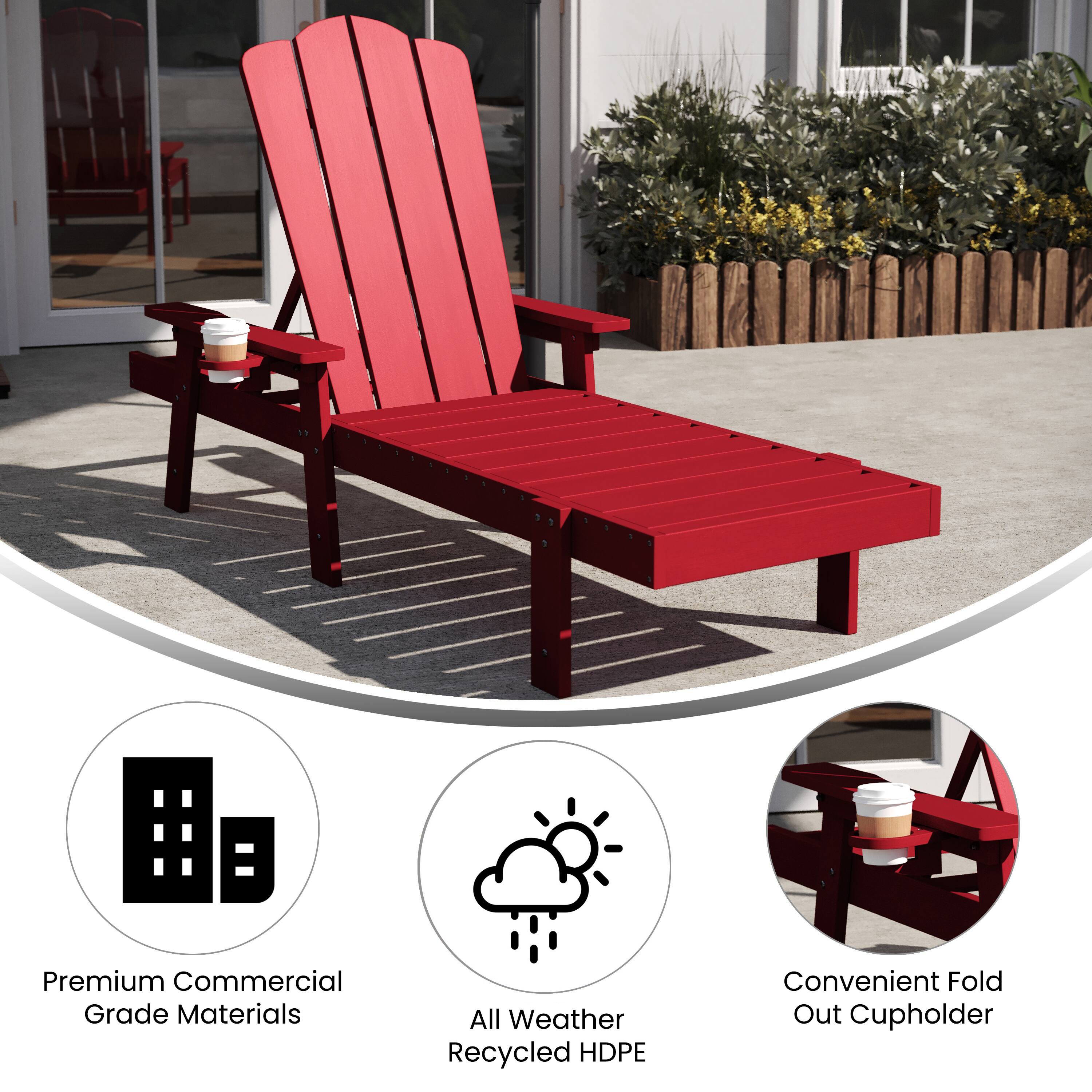 Premium Commercial Grade Materials  
All Weather Recycled HDPE  
Convenient Fold Out Cupholder