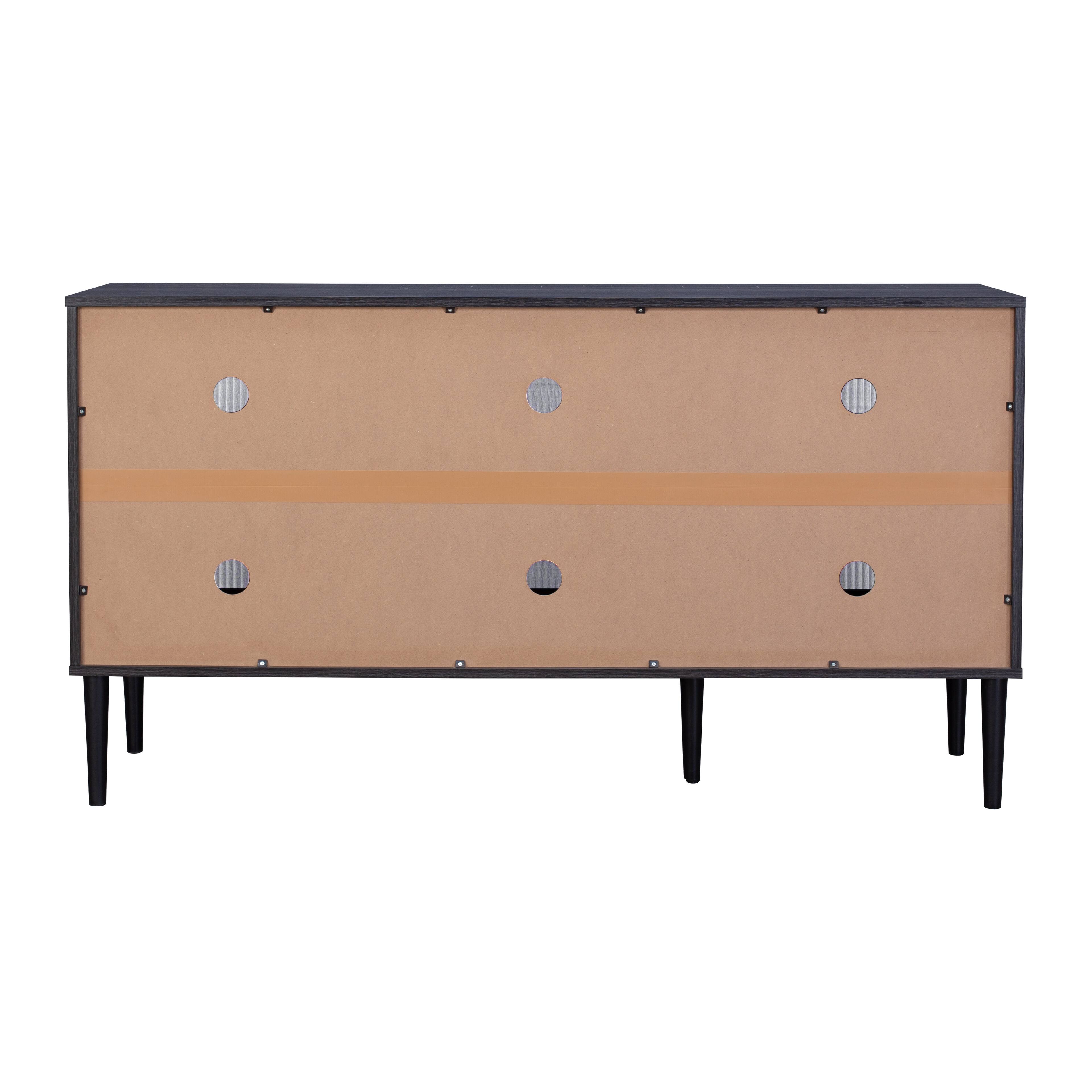 Alt View 2. CorLiving - CorLiving Ethan Engineered Wood Sideboard with 3 Fluted Glass Doors and 4 Internal Shelves - Distressed Dark Grey.