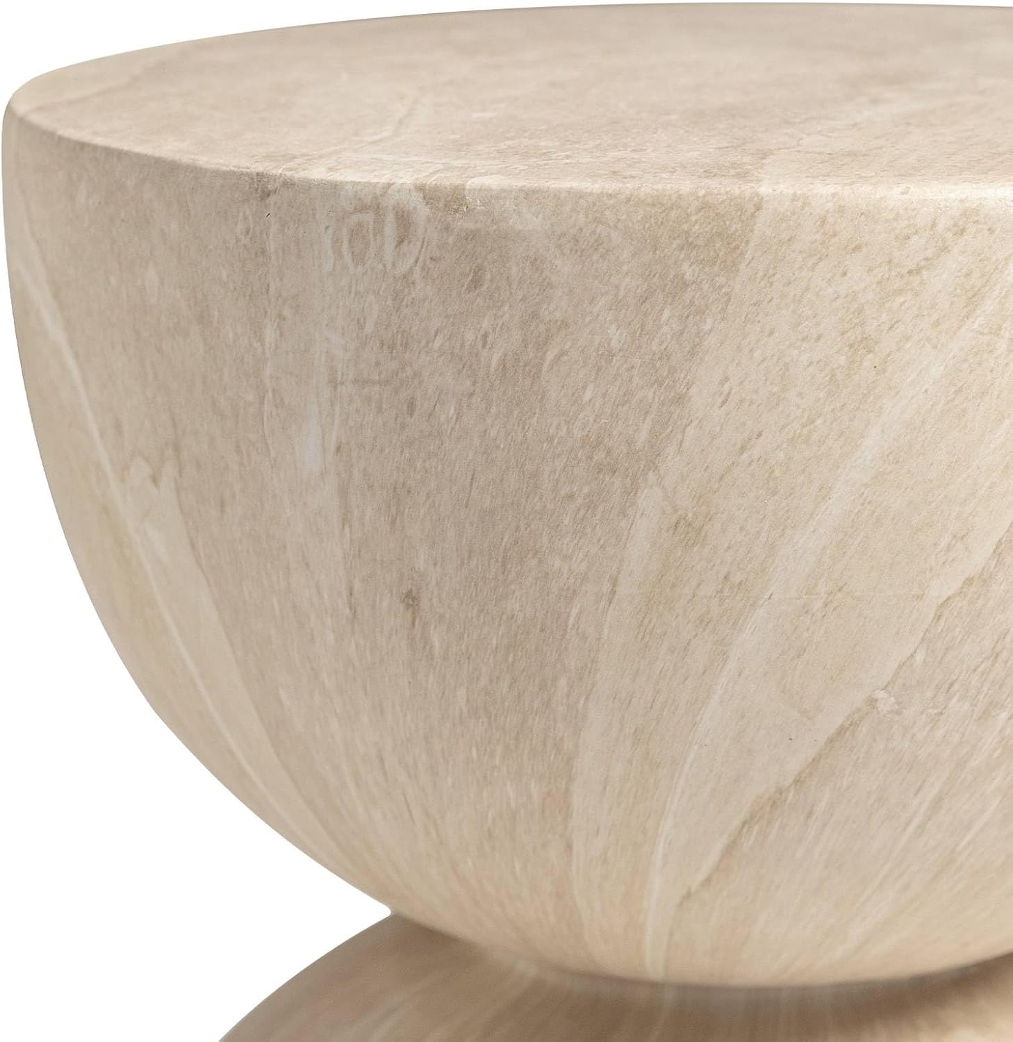 Alt View 4. LeisureMod - Sage Fiberstone Half Round Side Table, Weather Resistant Indoor/Outdoor Accent Table & Stool, Fully Assembled - Stone Marble.