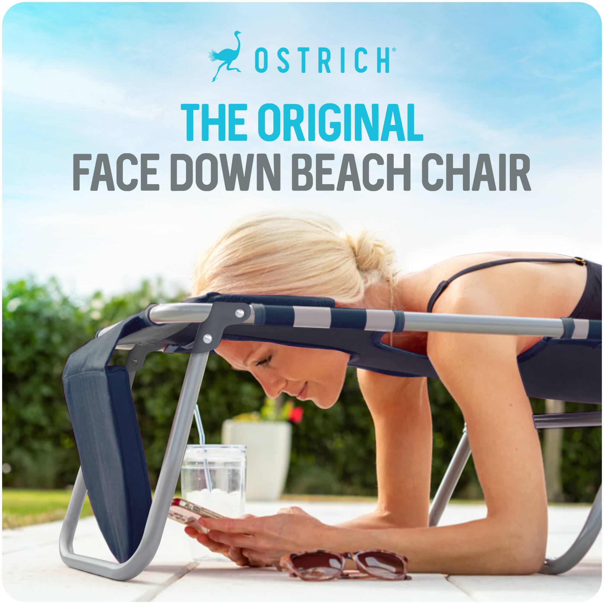 OSTRICH  
THE ORIGINAL  
FACE DOWN BEACH CHAIR