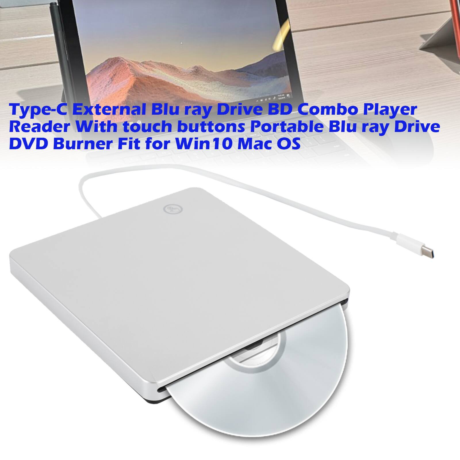 Type-C External Blu-ray Drive BD Combo Player Reader With touch buttons Portable Blu-ray Drive DVD Burner Fit for Win10 Mac OS
