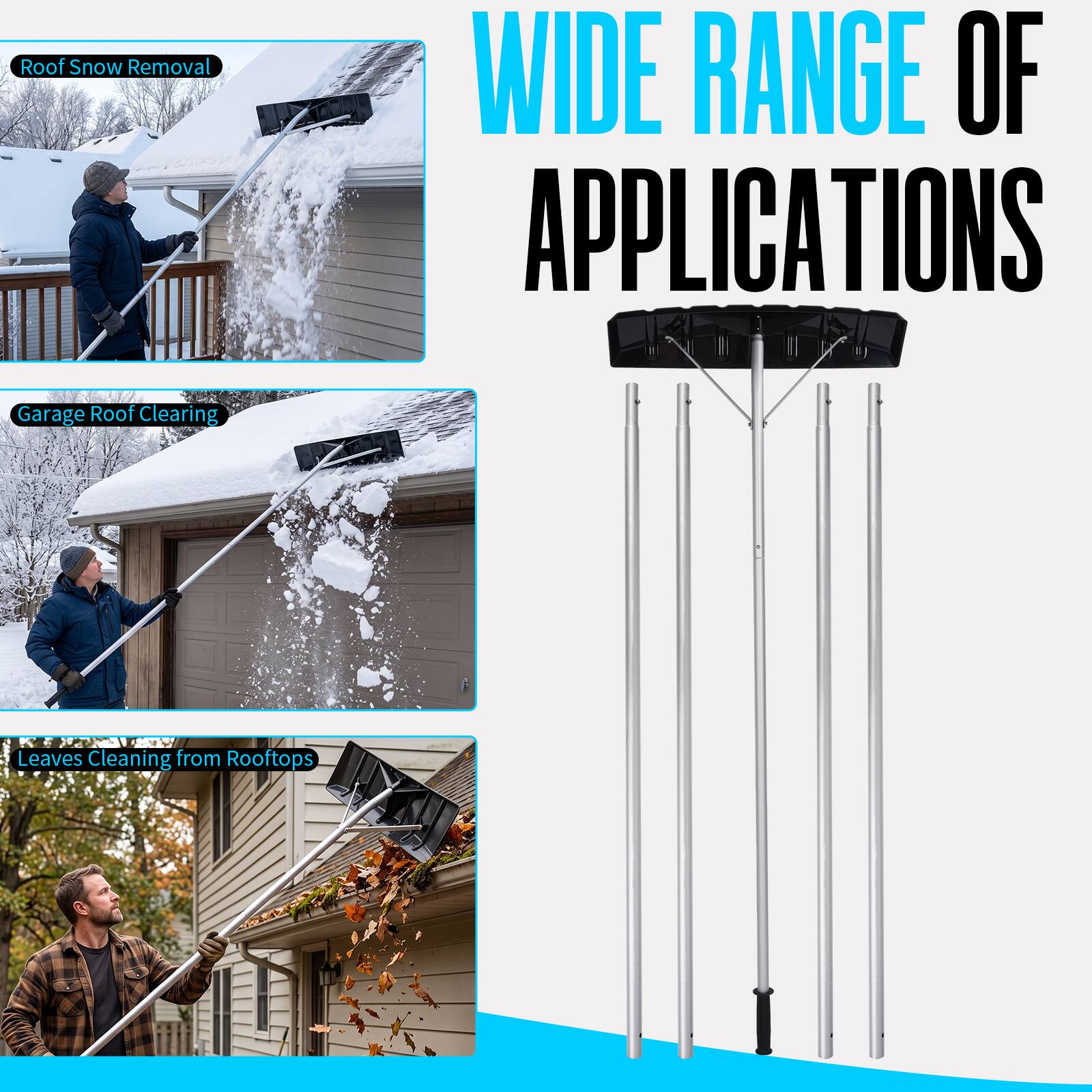 Roof Snow Removal  
WIDE RANGE OF APPLICATIONS  
Garage Roof Clearing  
Leaves Cleaning from Rooftops