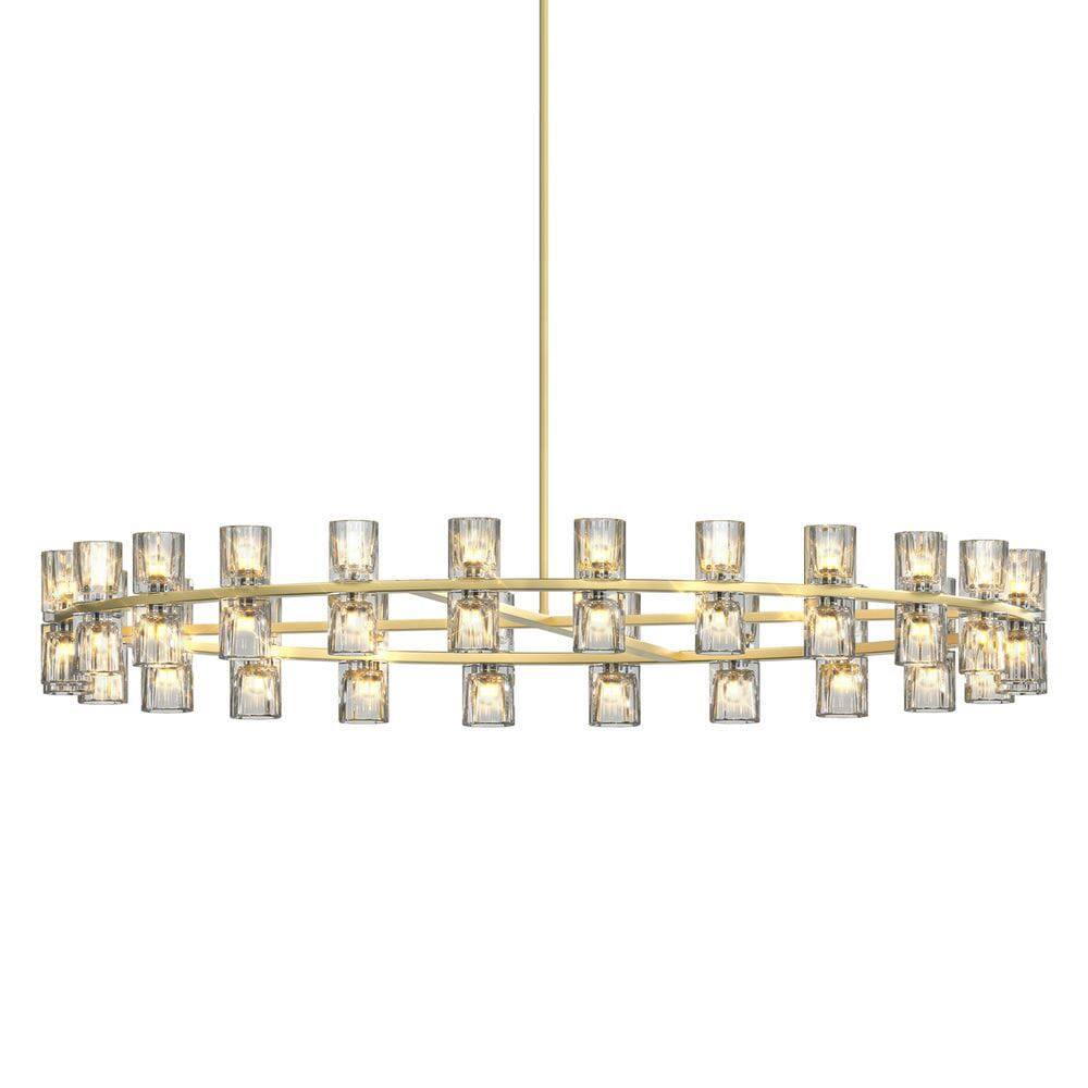 Angle. Kadyn - 48 Inches Luxury Chandeliers Crystal Living Room Decorative Lights Simple Modern Dining Room LED Lighting, Gold - Gold.