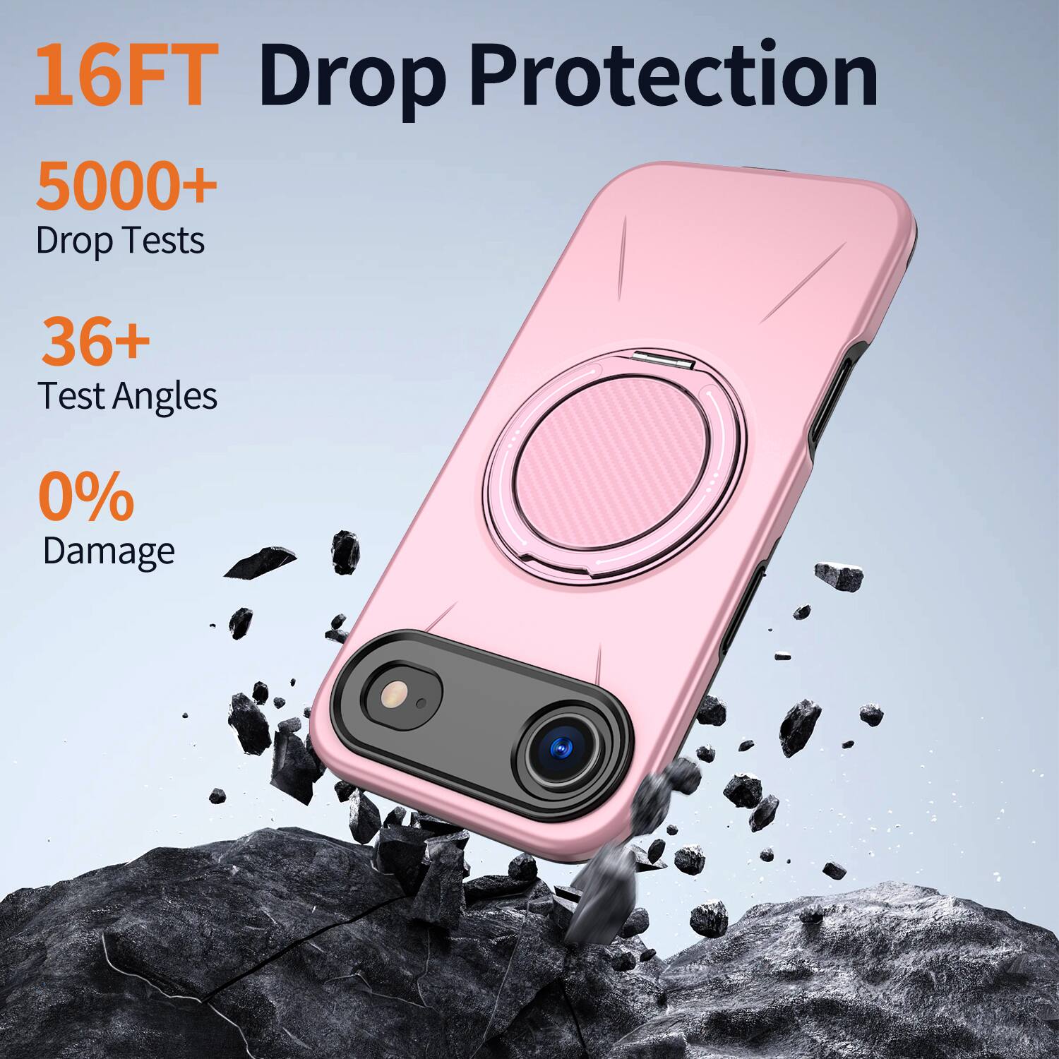 16FT Drop Protection  
5000+ Drop Tests  
36+ Test Angles  
0% Damage