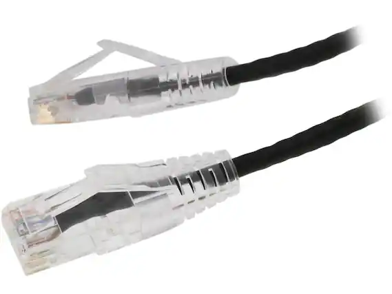 Front. Nippon Labs - Nippon Labs 28 AWG Snagless Cat6 Ethernet Cable - 25ft, Black, 550MHz, UTP, Stranded, RJ45.