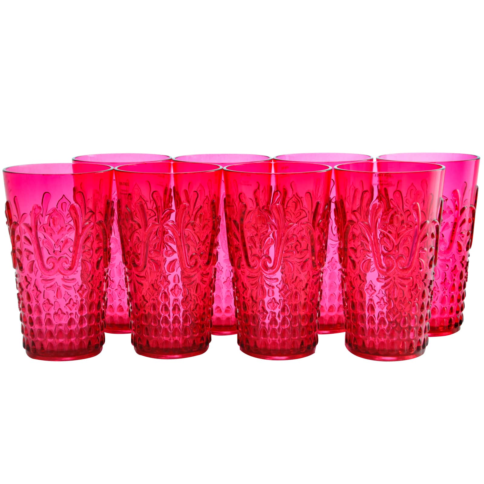 Studio California - Elmira 20.5 oz Acrylic Tumbler, Set of 8 - Red