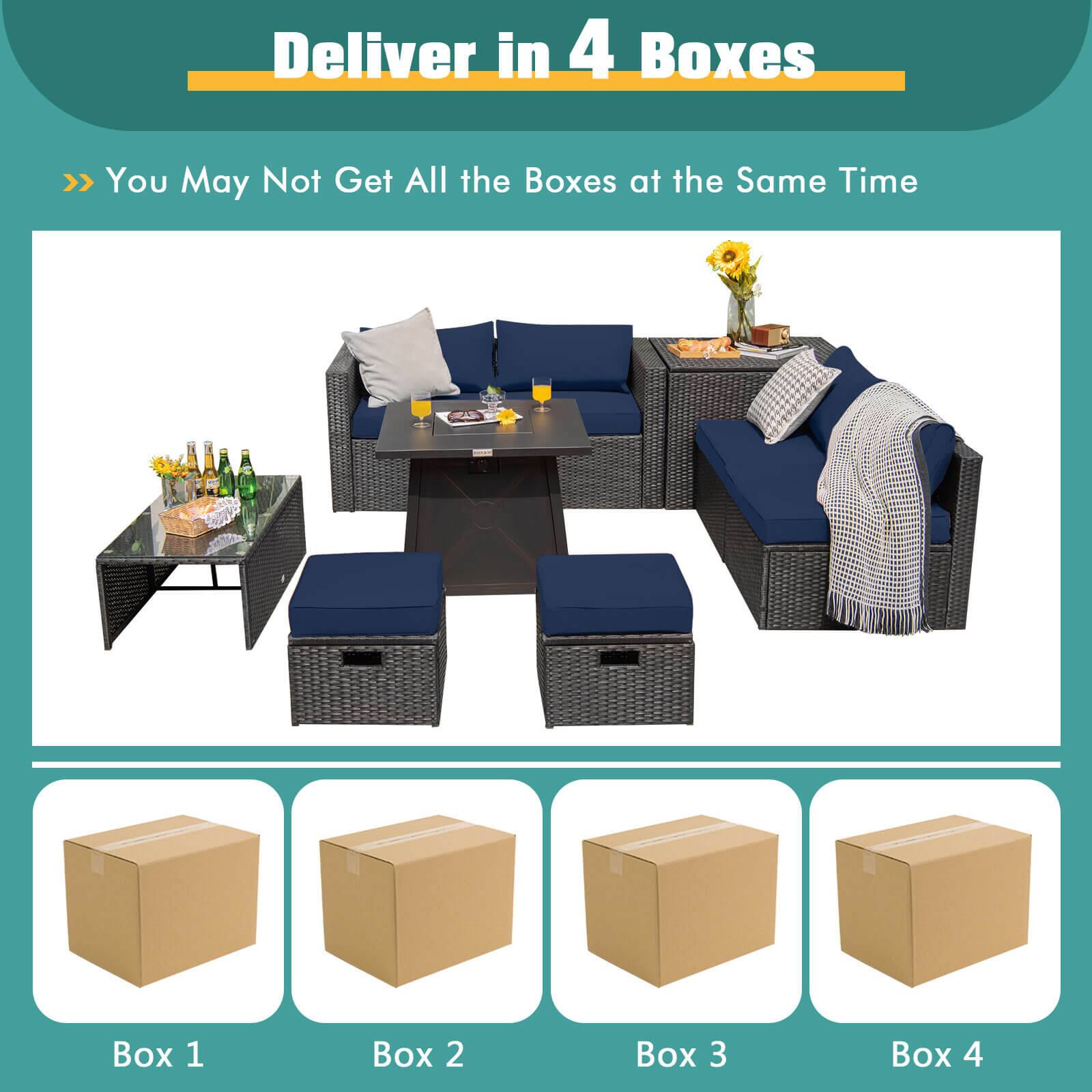 Deliver in 4 Boxes  
>> You May Not Get All the Boxes at the Same Time  

Box 1  
Box 2  
Box 3  
Box 4