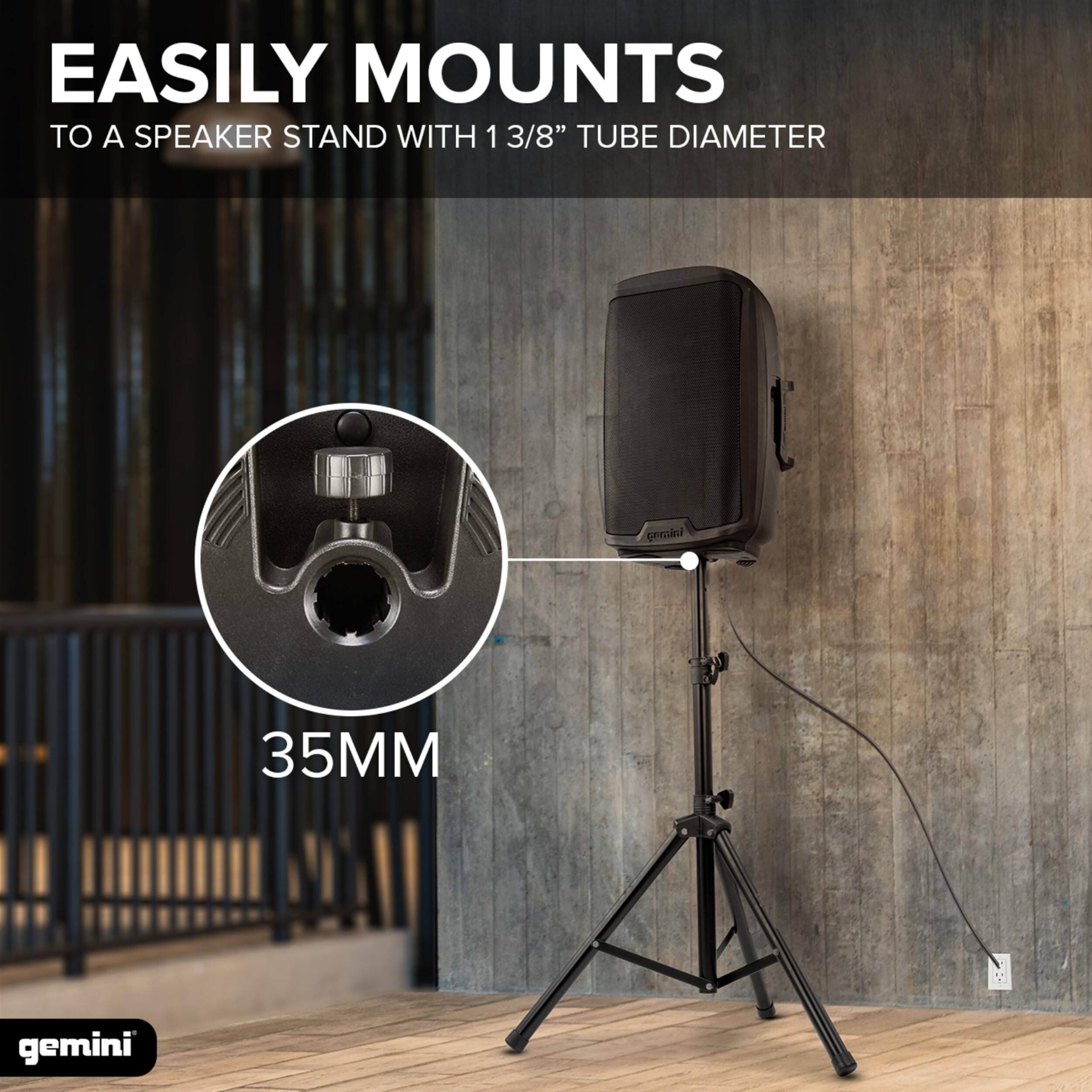 EASILY MOUNTS TO A SPEAKER STAND WITH 1 3/8" TUBE DIAMETER

35MM

gemini