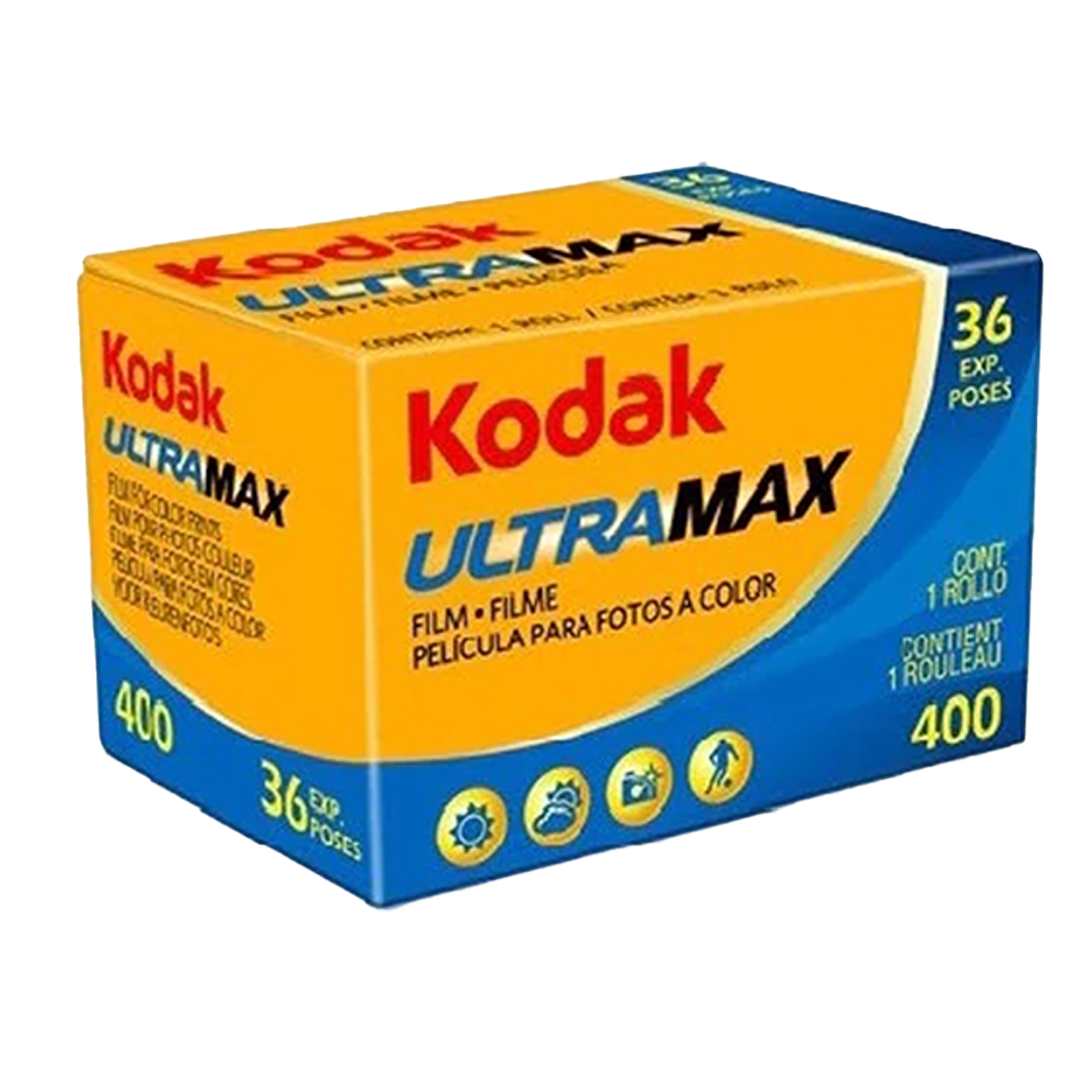 Kodak ULTRAMAX  
36 EXP. POSES  
400  
FILM - FILME - PELICULA PARA FOTOS A COLOR  
CONT. 1 ROLLO  
CONTIENT 1 ROULEAU