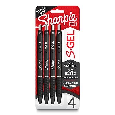BLACK INK Sharpie PEN  
S.GEL  
NO SMEAR NO BLEED TECHNOLOGY  
ULTRA FINE 0.38mm  
4