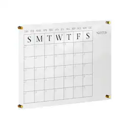 Martha Stewart - Grayson Premium Acrylic Monthly Wall Calendar with Notes Section - Clear/Black