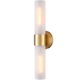 MOOSE - Modern Bathroom Sconces Cylinder Frosted Glass, 2-Light - Gold