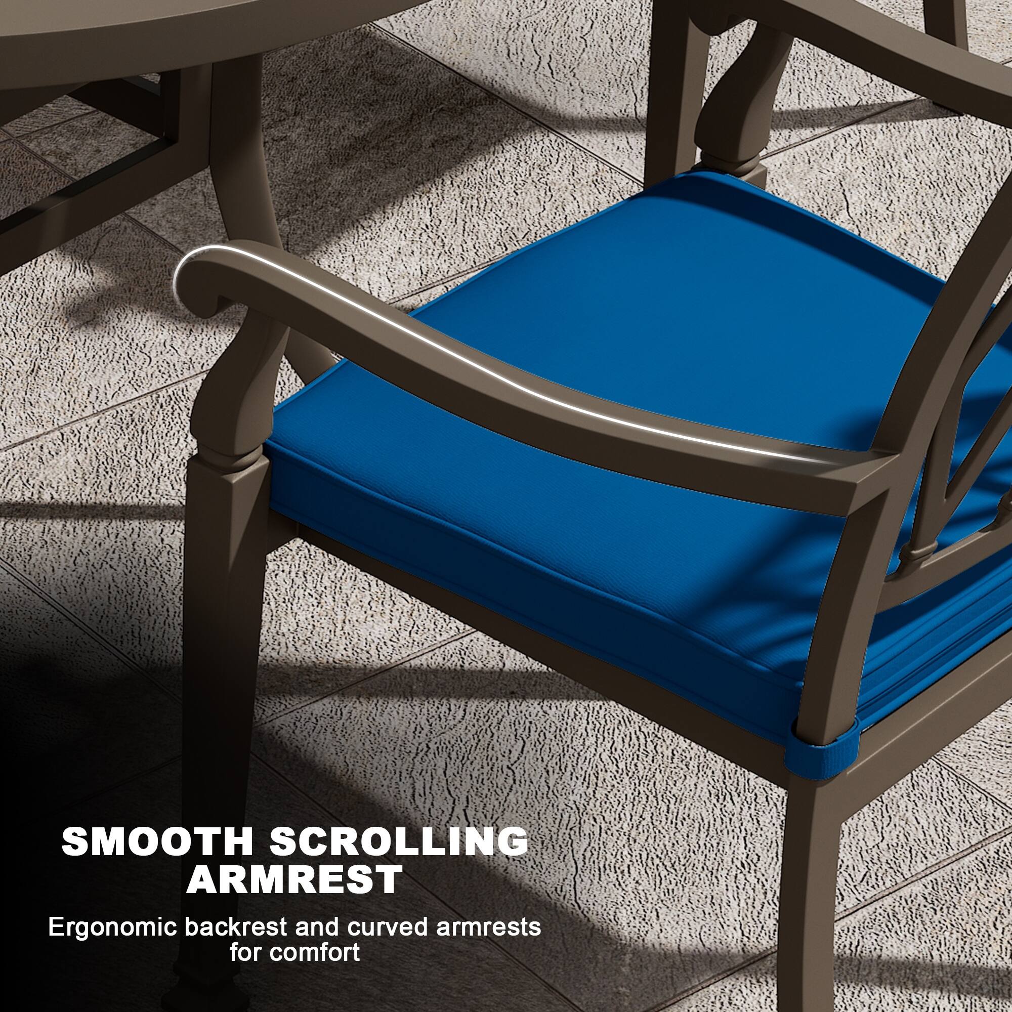 SMOOTH SCROLLING ARMREST  
Ergonomic backrest and curved armrests for comfort