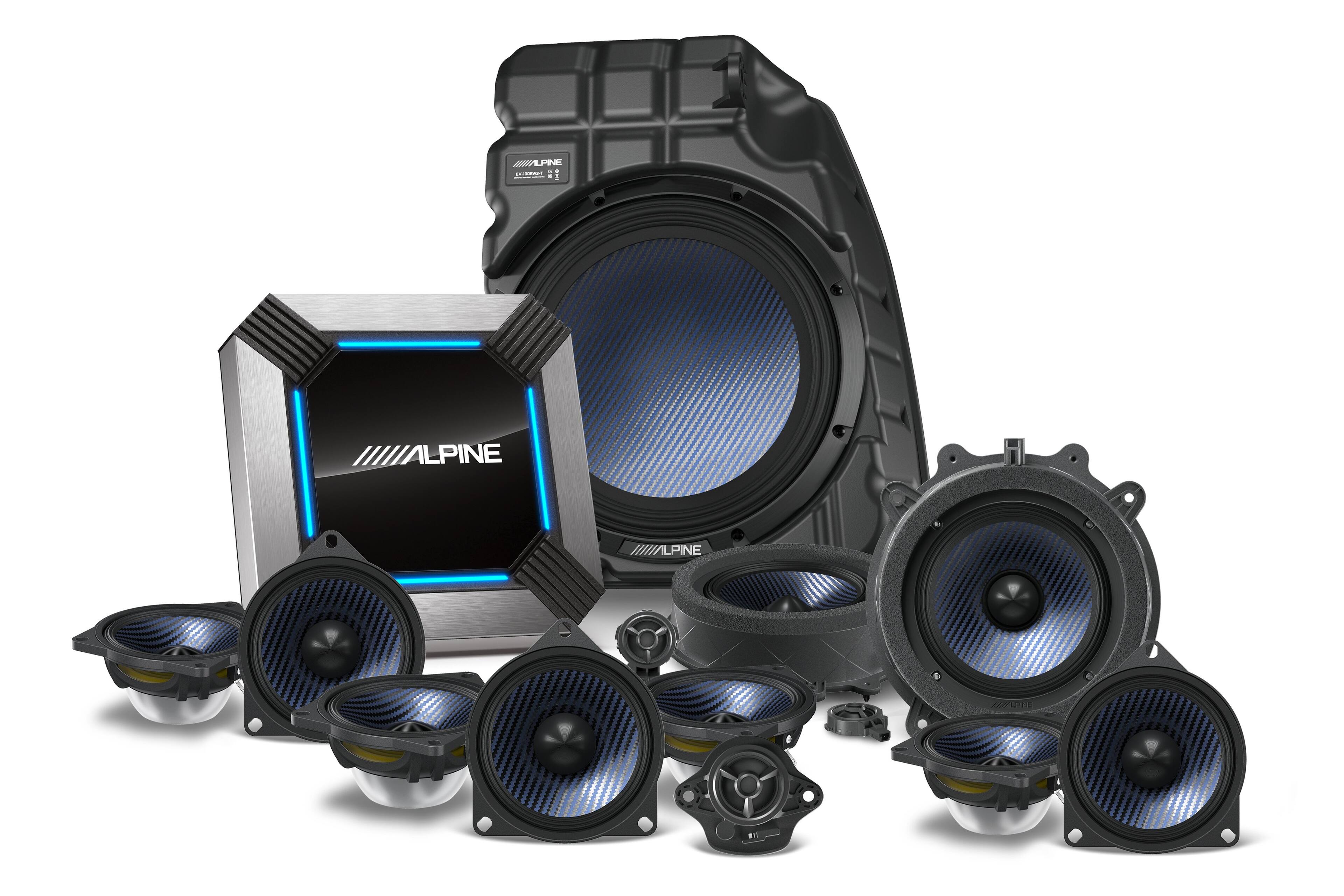 Alpine - 13-Speaker Complete Sound System Upgrade for 2018-2021 Tesla Model 3 with Factory Premium Audio - Black