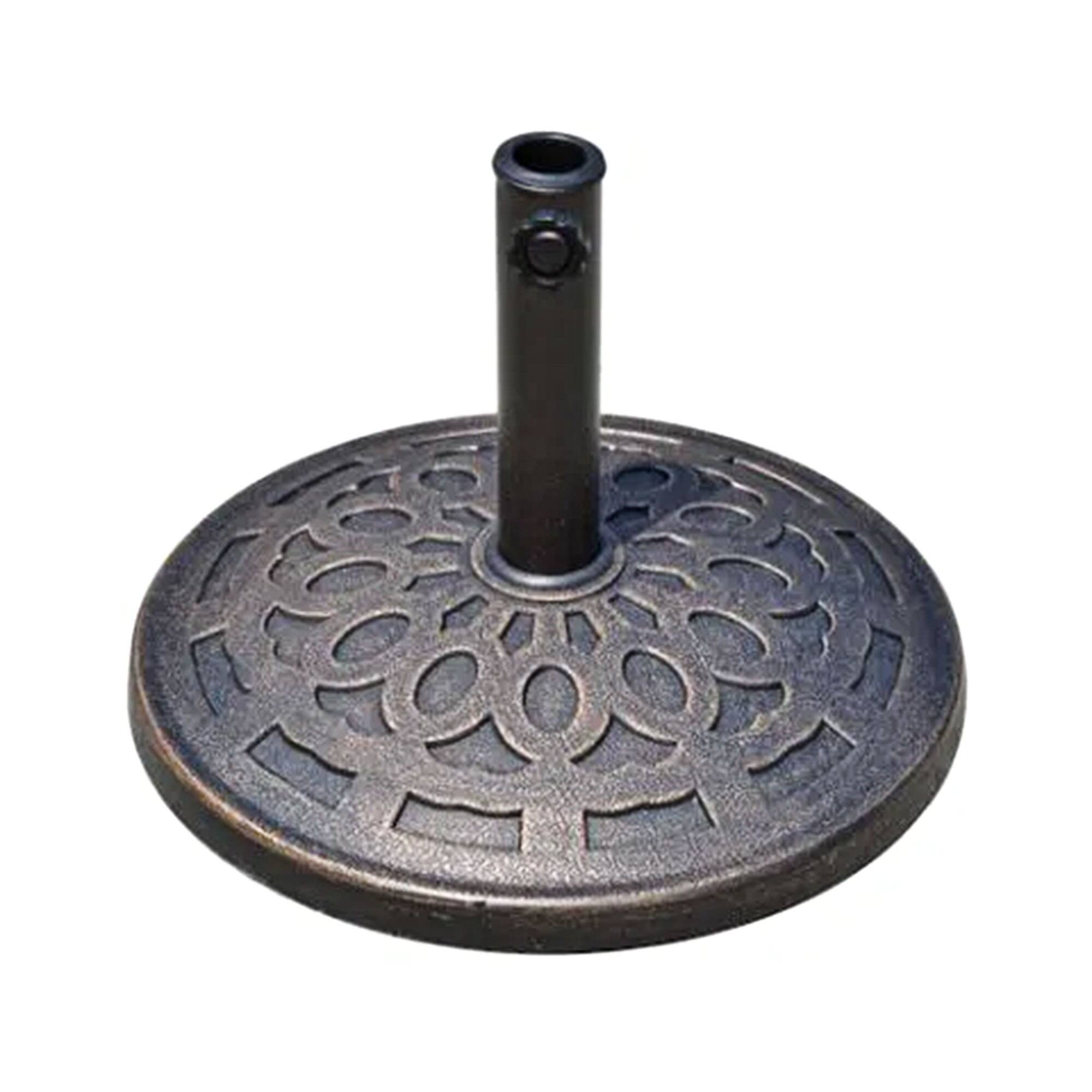 Front. Four Seasons Courtyard - Four Seasons Courtyard 18 Inch Umbrella Base Fits Up To 2" Umbrella Pole, Bronze - Bronze.