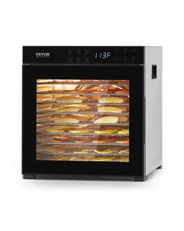 VEVOR - Food Dehydrator Machine, 10 Stainless Steel Trays, 1000W Electric Food Dryer with Adjustable Temperature & 24-Hour Timer - Silver