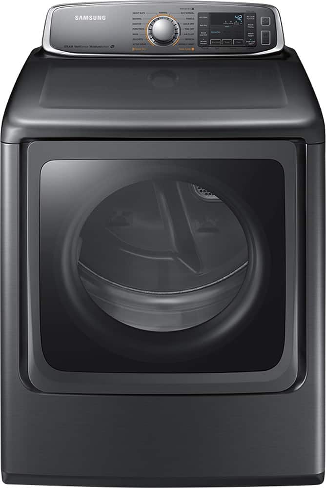 Front. Samsung - 9.5 Cu. Ft. 15-Cycle Steam Gas Dryer - Platinum.