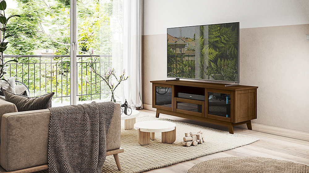 Angle View: Salamander Designs - A/V Cabinet for Most Flat-Panel TVs Up to 80" - Medium Walnut