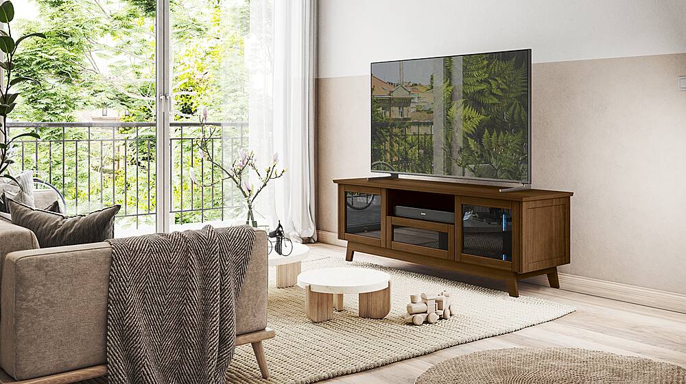 Angle. Salamander Designs - Salamander Designs AV Basics Cabinet for Flat-Panel TVs Up to 70" - Medium Walnut.