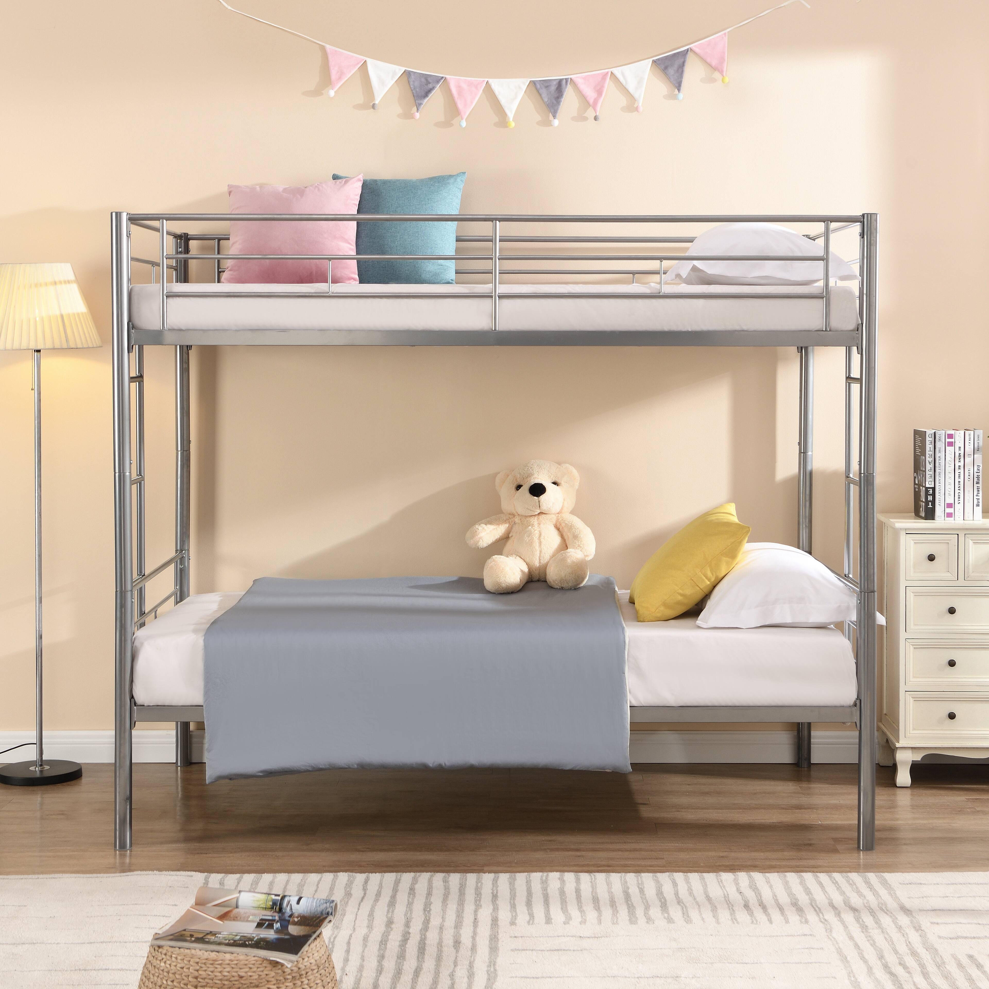 Alt View 2. Boyel Living - Metal Bunk Bed Twin Over Twin with Sturdy Frame Easy Assembly No Box Spring Needed Silver - Silver.