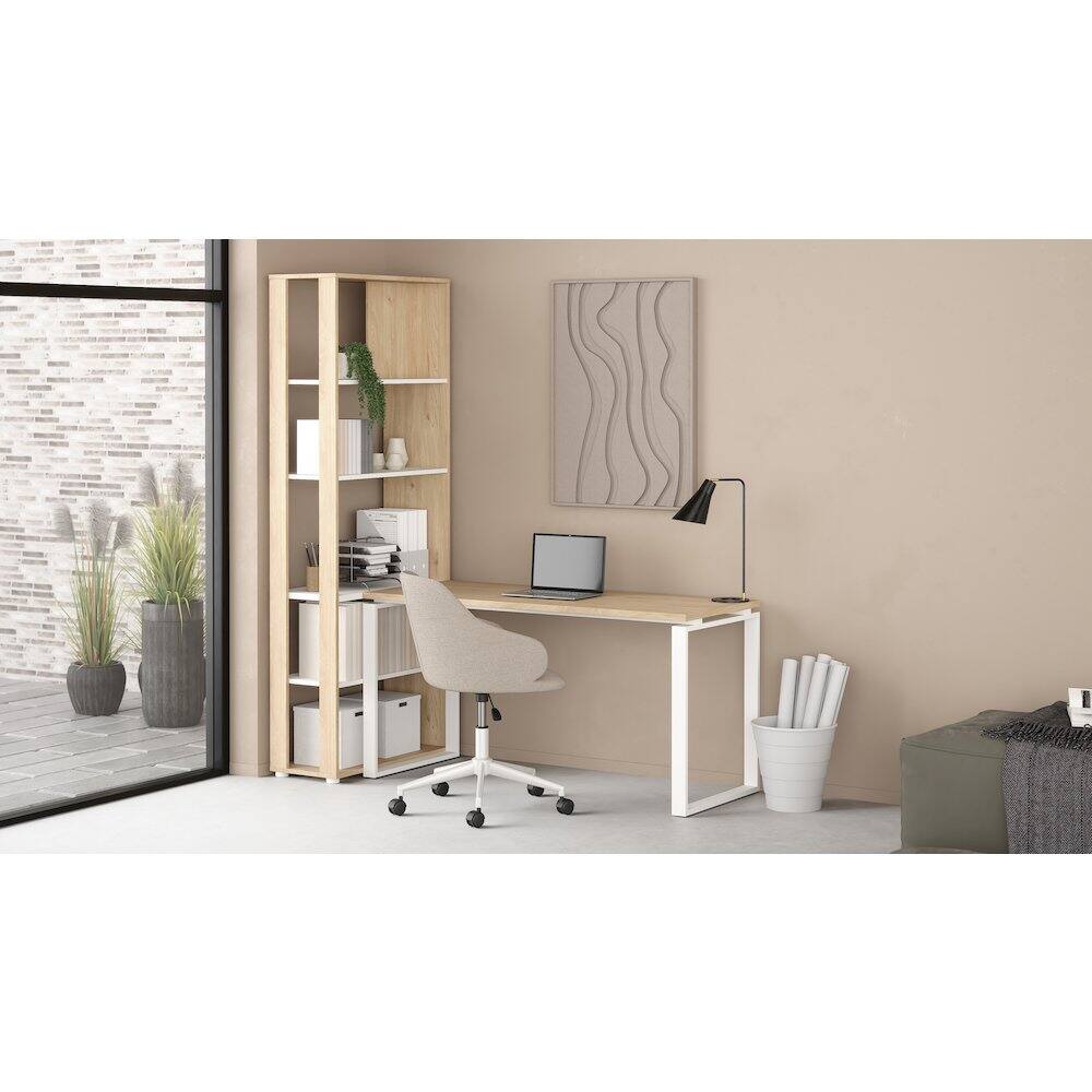 Alt View 8. Tvilum - Sign 5 Shelf Bookcase Room Divider, Jackson Hickory/White - Brown.