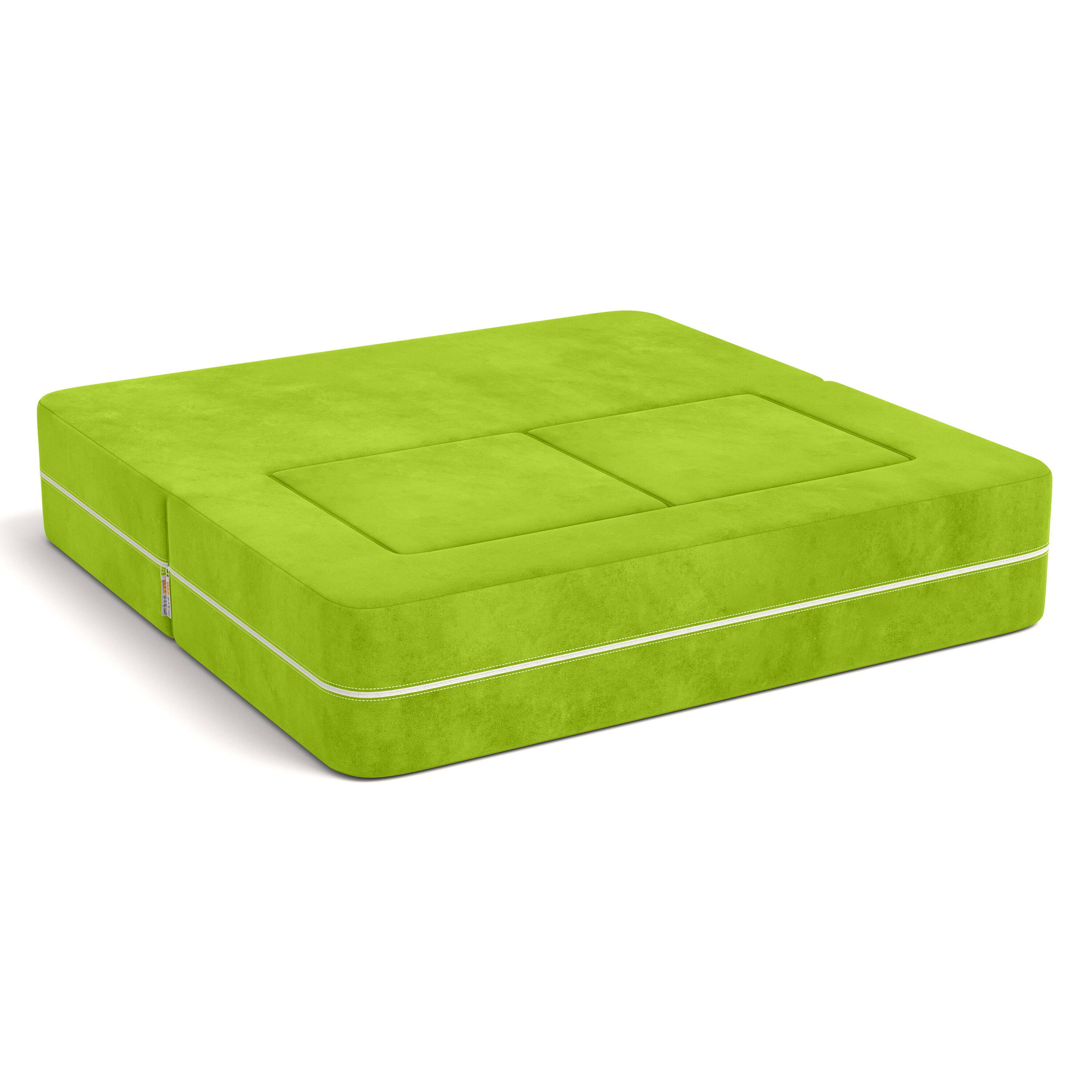 Angle. Jaxx - Jaxx Zipline Kids Modular Loveseat & Ottomans/Fold Out Lounger, Lime - Lime.