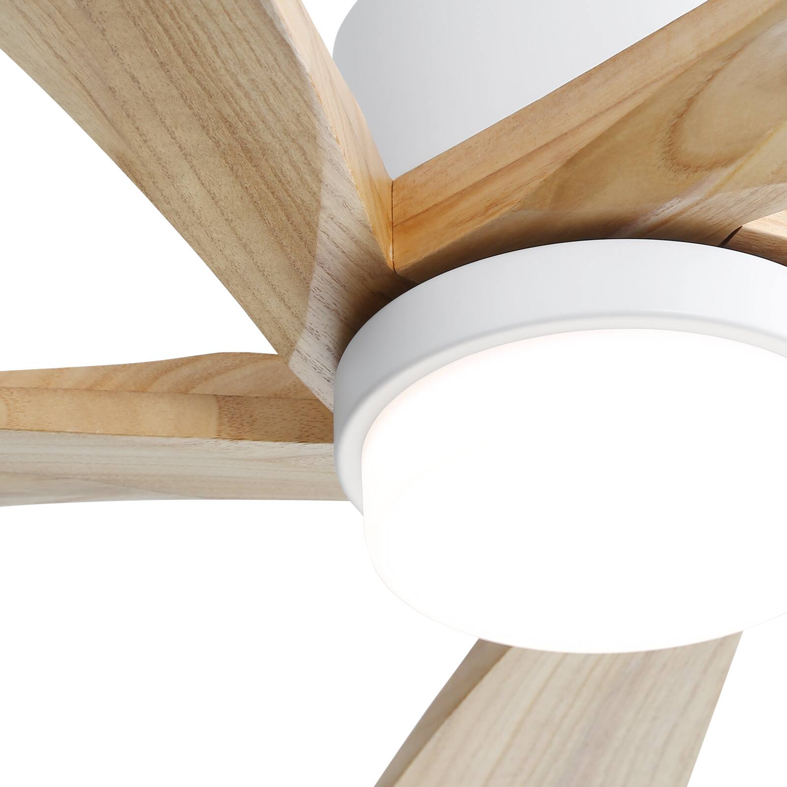 Angle. Sofucor - Sofucor 52 inch Smart Ceiling Fan with Light and Remote Modern Ceiling Fan Work with Alexa APP Control Indoor Outdoor - White Wood.
