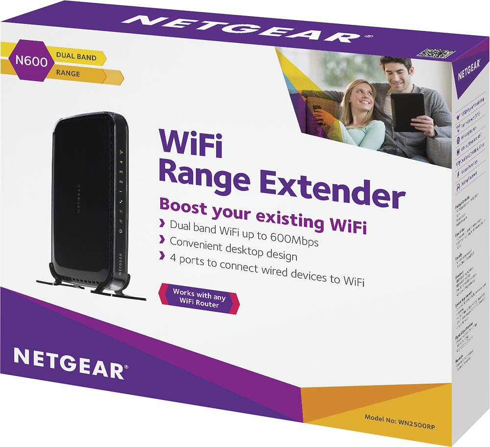 Alt View 12. NETGEAR - Universal Wi-Fi Dual-Band Range Extender with 4-Port Ethernet Switch - Black.