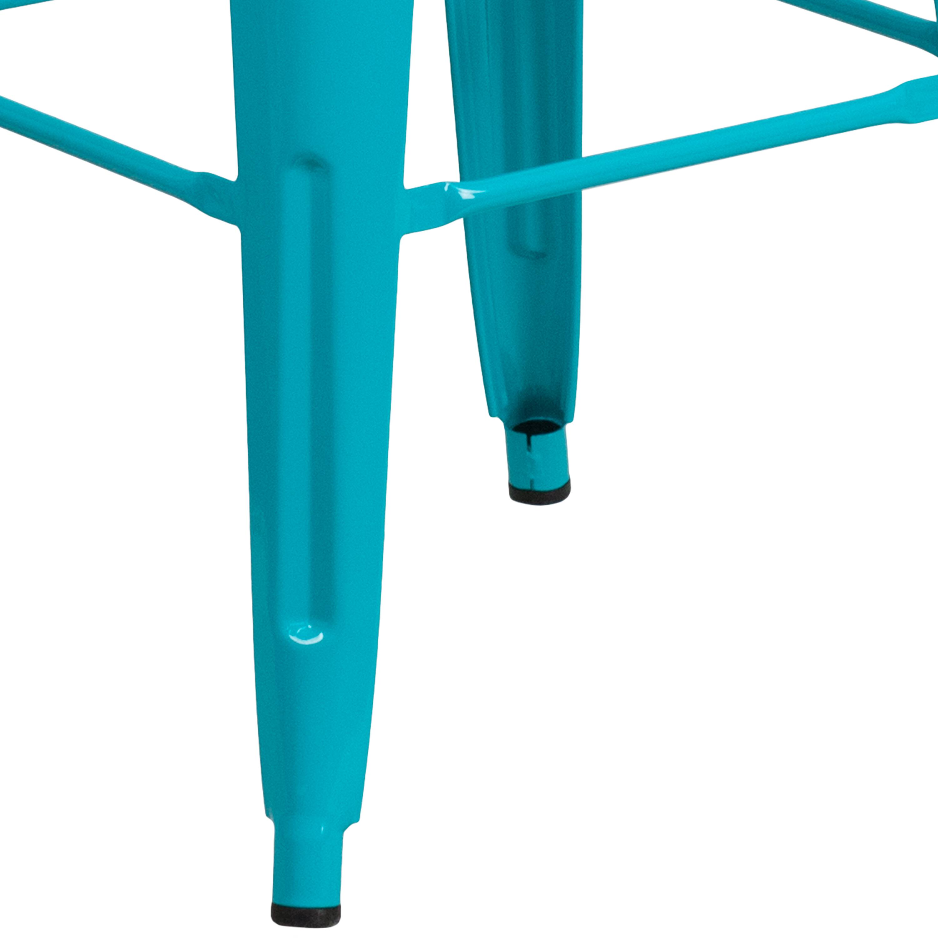 Alt View 7. Emma + Oliver - Commercial Grade 30"H Backless Metal Indoor-Outdoor Barstool with Square Seat - Crystal Teal-Blue.