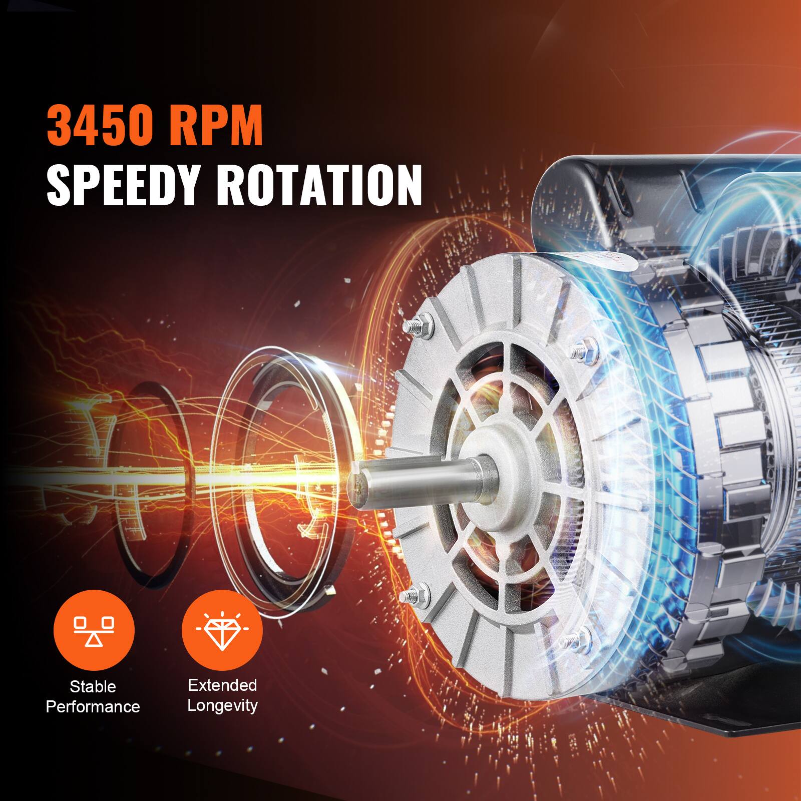 3450 RPM SPEEDY ROTATION

Stable Performance
Extended Longevity
