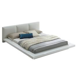 Manhattan Lane - Wooden Queen Size Low Profile Bed with Padded Headboard - White