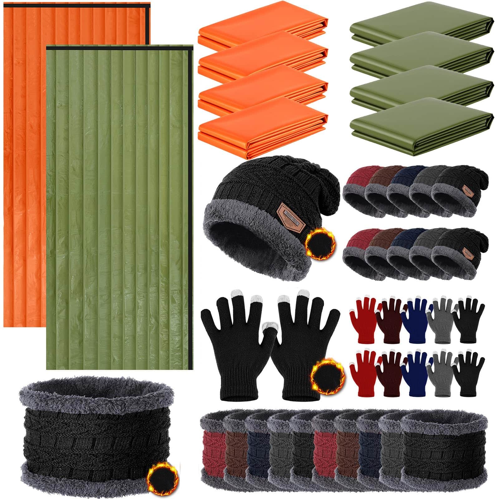 Dapper Styles - Emergency Sleeping Bags Bulk With Winter Hat Gloves Scarf Bag Bivy Sack Waterproof Lightweight Thermal Blan - 40