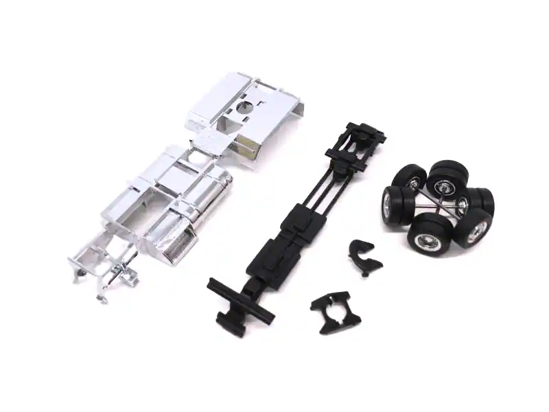 Angle. Promotex - Chrome Chassis Kit for Kenworth or Peterbilt Cab 1/87 (HO) Plastic Model by Promotex - Black, White.