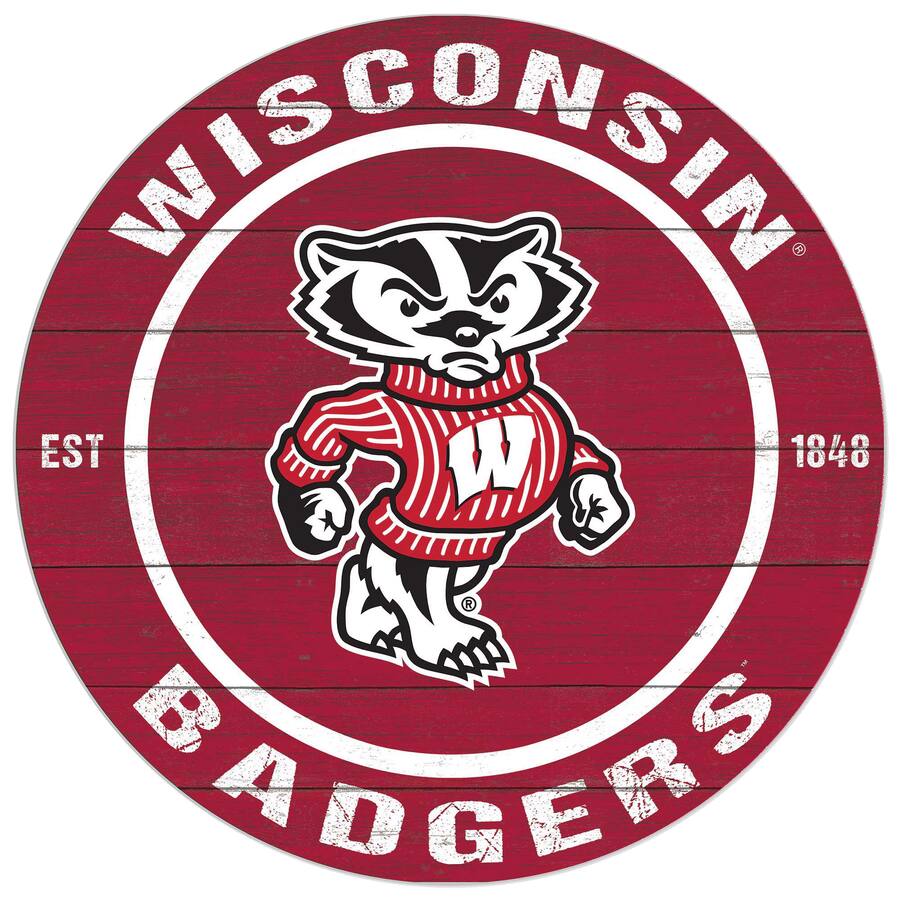 Jardine Wisconsin Badgers 20'' x 20'' Indoor/Outdoor Circle Sign Red ...