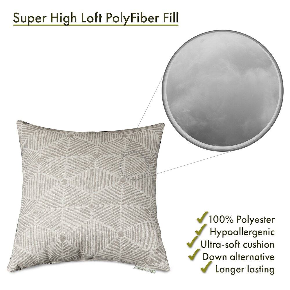 Super High Loft PolyFiber Fill

- 100% Polyester
- Hypoallergenic
- Ultra-soft cushion
- Down alternative
- Longer lasting