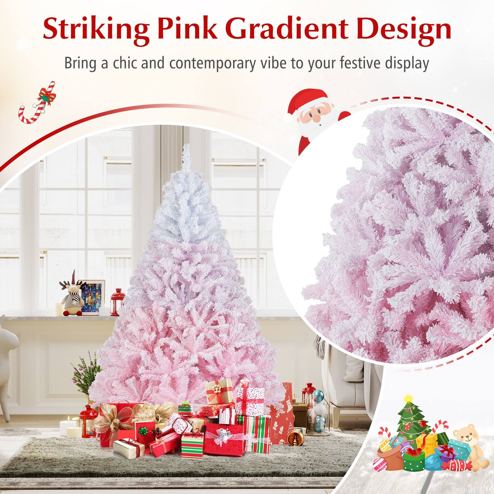Striking Pink Gradient Design  
Bring a chic and contemporary vibe to your festive display