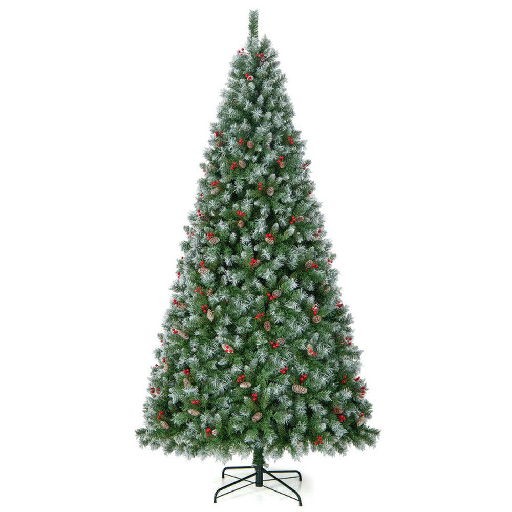 Back. Kadyn - Home Party Christmas Tree Decorations,7 Feet Pre-Lit Snow Flocked Christmas Tree with Warm White LED Lights-7 ft - White.