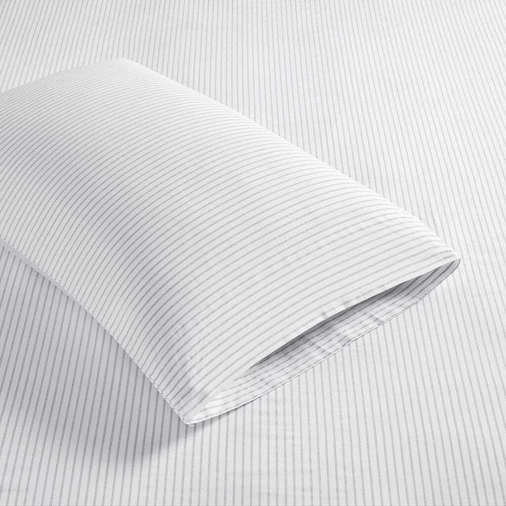 Alt View 3. Gracie Mills - Gracie Mills Esme Breathable Printed Cotton Percale Sheet Set - Grey Stripe.