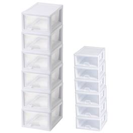 Sterilite - 16 Qt Clear Stacking Storage Drawer Container (6 Pack) + 6 Qt (6 Pack)