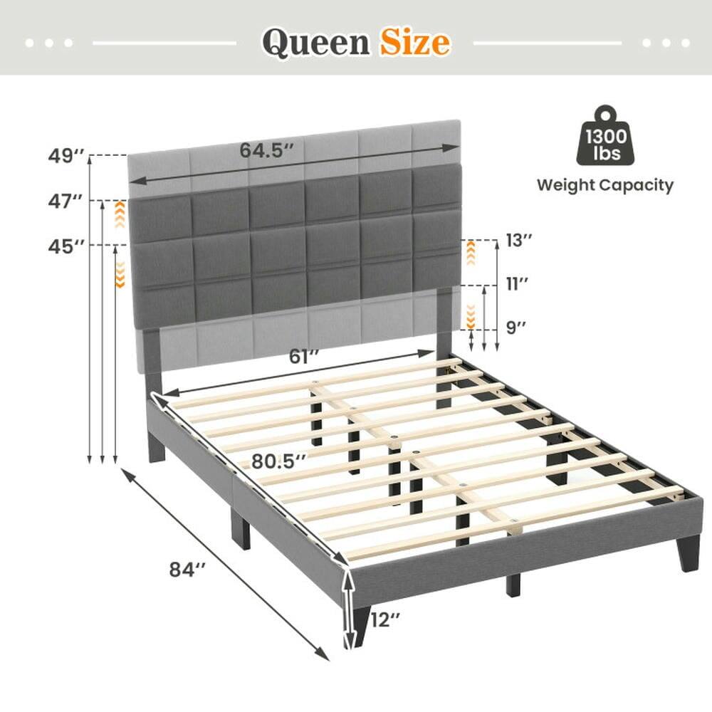 Queen Size  
49" x 64.5"  
Weight Capacity: 1300 lbs  
45" x 80.5"  
13" x 11" x 9"  
84" x 12"