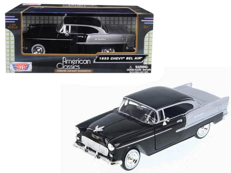 1955 Chevrolet Bel Air Black and Silver 1/24 Diecast Model Car by Motormax price history on PriceWatchPro