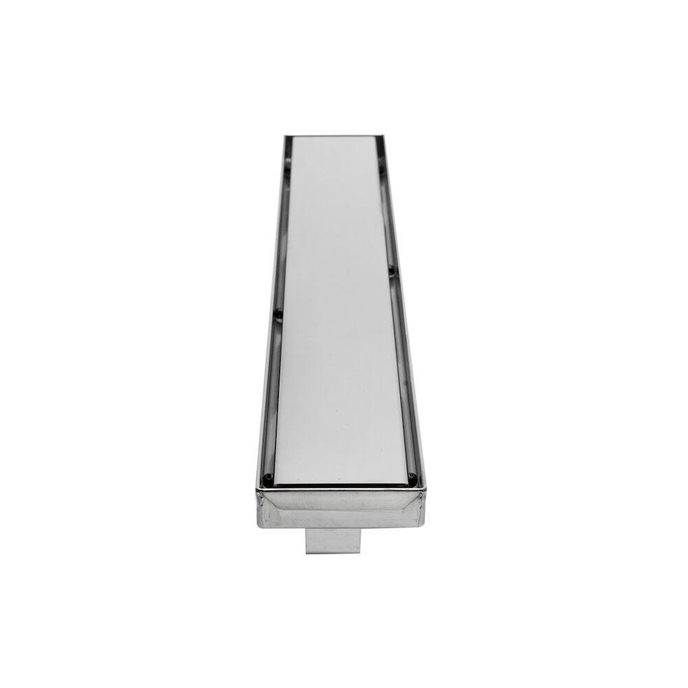 Back. Alfi - 24" Modern Polished Stainless Steel Linear Shower Drain with Solid Cover - Silver.