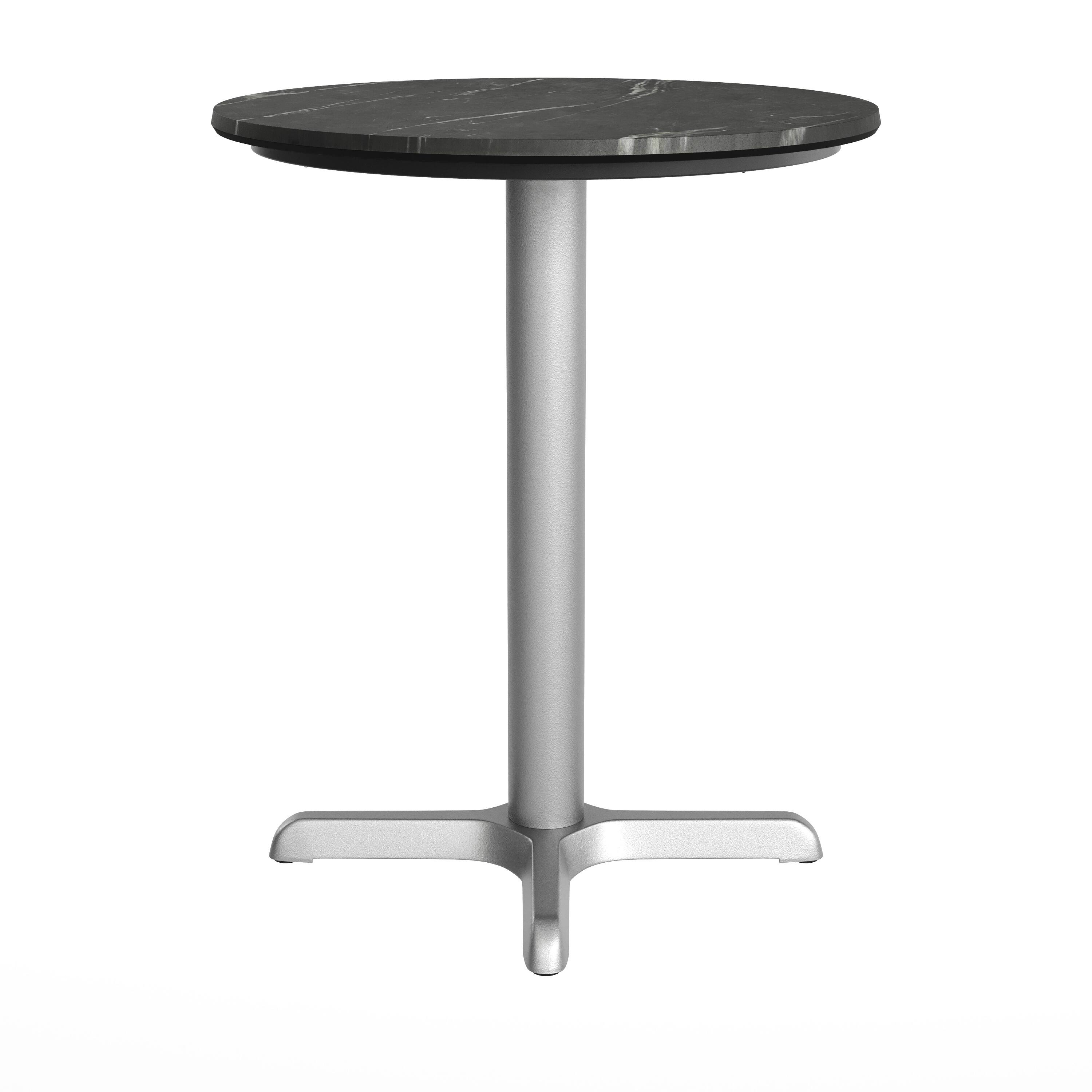 Alt View 7. Emma + Oliver - PureShield Indoor Outdoor Tabletop with Seam-Free Surface Innovation and Cast Iron Bistro Table Base - Black Faux Marble/Silver Base.