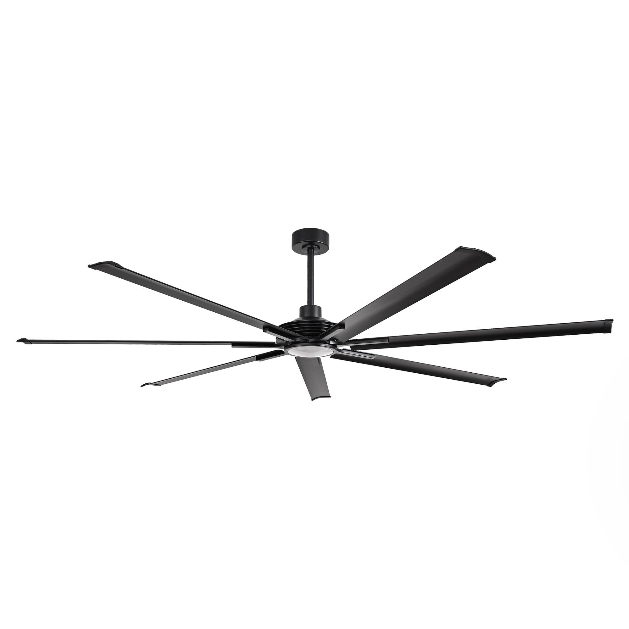 Alt View 9. Parrot Uncle - 100-inch Indoor/Outdoor Industrial Integrated LED Large Ceiling Fan with Light and 7 Aluminum Blades - Black.